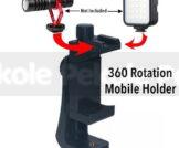 360 Degree Mobile Holder With Cold Shoe Mount For Extra Microphone Or Led Light
