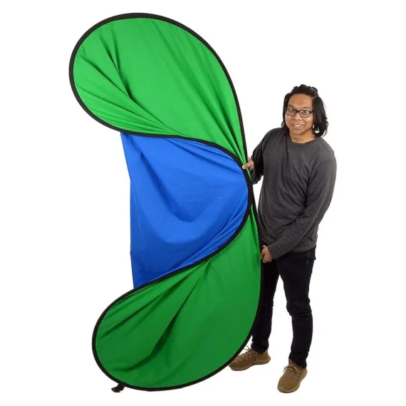 Portable Collapsible Backdrop Green Screen (Green And Blue, 6.5x5 Feet)