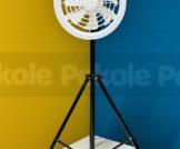 JISULIFE FA17 Rechargeable Fan with LED Ceiling Fan with Long Tripod Stand- White Color