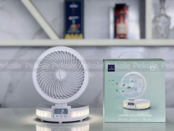 WiWu FS05 Rechargeable fan (4000mAh battery, LED Display Controll Panel)- White Color - Image 2
