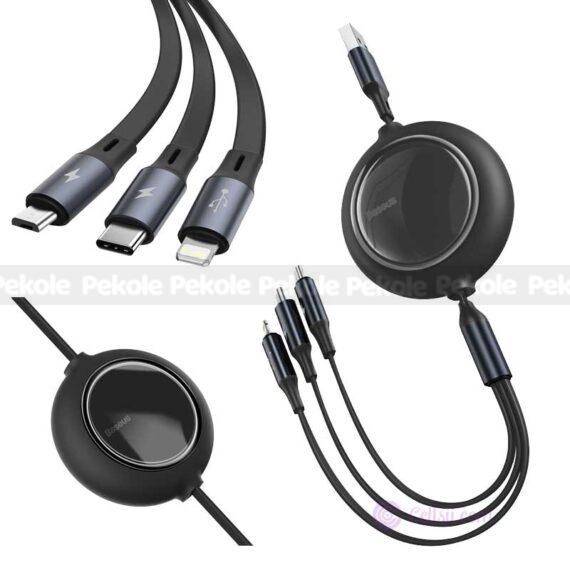 Baseus Bright Mirror 2 Series Retractable 3-in-1 Fast Charging Data Cable USB to M+L+C 3.5A - Image 2