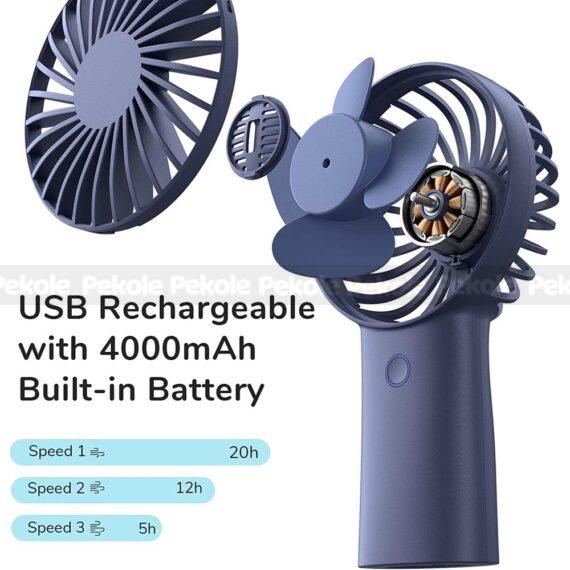 JISULIFE F2B Handheld Recharging Fan - Blue Color - Image 2