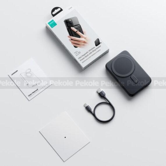 Joyroom JR-W050 20W 10000mah Magnetic Wireless Power Bank with Ring Holder- Black Color - Image 2