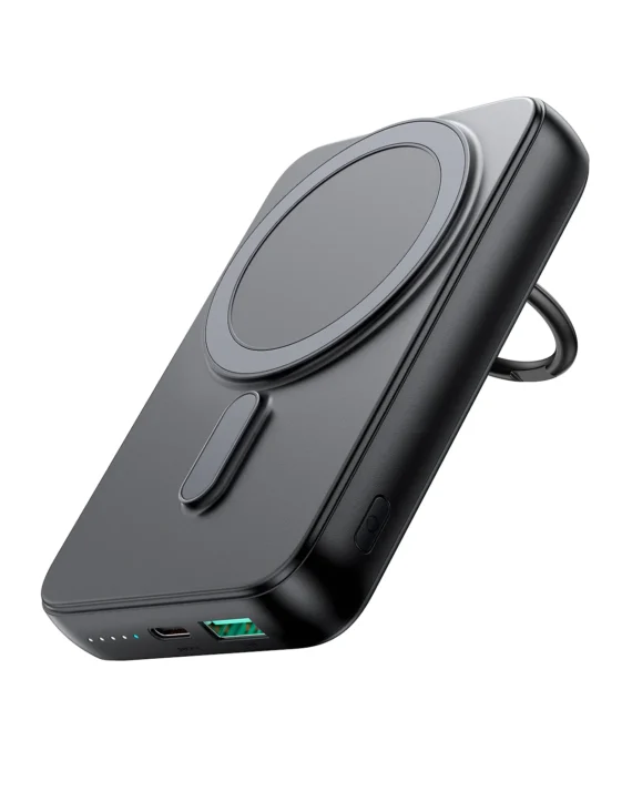 Joyroom JR-W050 20W 10000mah Magnetic Wireless Power Bank with Ring Holder- Black Color