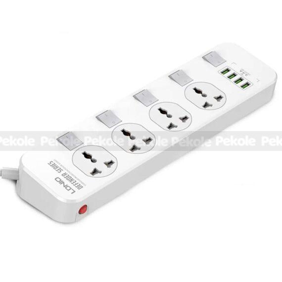 LDNIO SC4408 2500W Defender Series 4 Power Socket 4 USB Power Strip