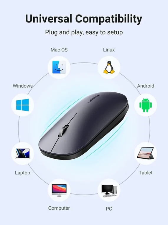 UGREEN Wireless Mouse 2.4G Silent Computer Mouse 4000 DPI- Black Color - Image 2