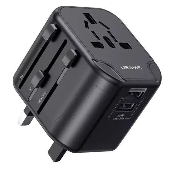 T55 12W Dual USB Universal Travel Charger (USAMS US-CC173) - Image 2