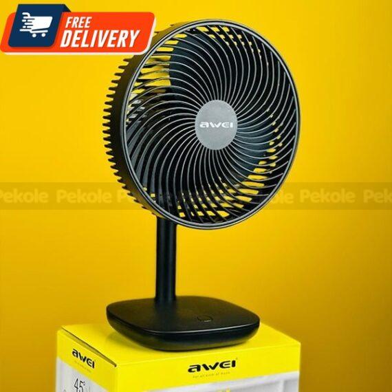 Awei F23 Portable USB Rechargeable Desk Fan (4000mAh)- Black Color - Image 3