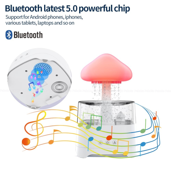 5 IN 1 Bluetooth Speaker Rain Cloud Humidifier, switchable 7 colors, 450ml capacity super quiet, intelligent anti-dry function - Image 2