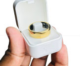 Smart Finger Ring for Fitness Tracking – With Charging Case – (Ring Size -10) – Golden