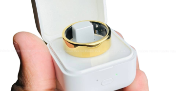Smart Finger Ring for Fitness Tracking – With Charging Case – (Ring Size -9) – Golden