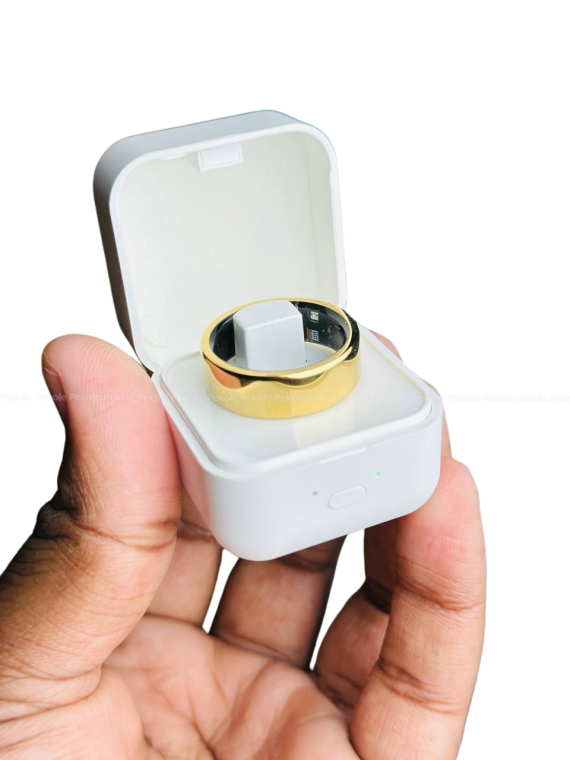 Smart Finger Ring for Fitness Tracking – With Charging Case – (Ring Size -9) – Golden