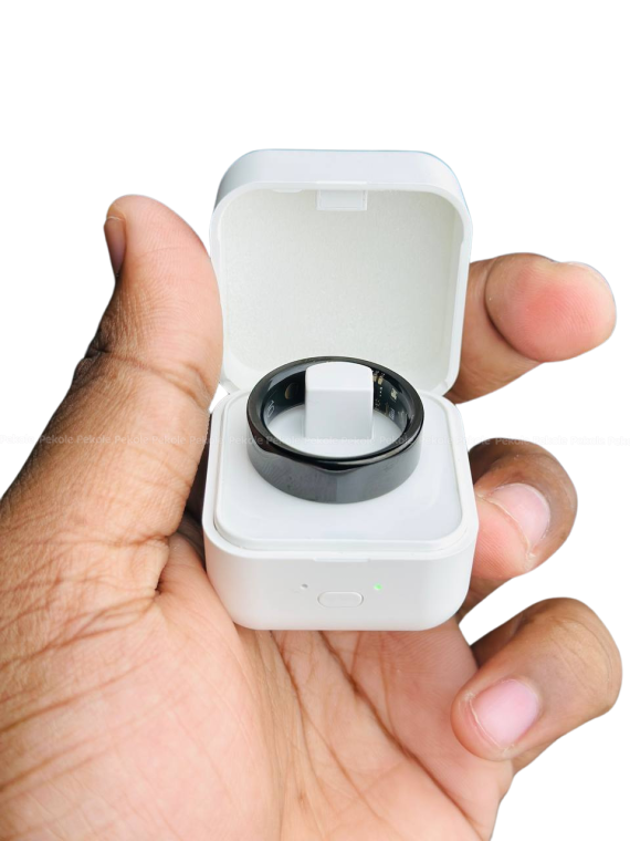 Smart Finger Ring for Fitness Tracking – With Charging Case  (Ring Size -10) -Black