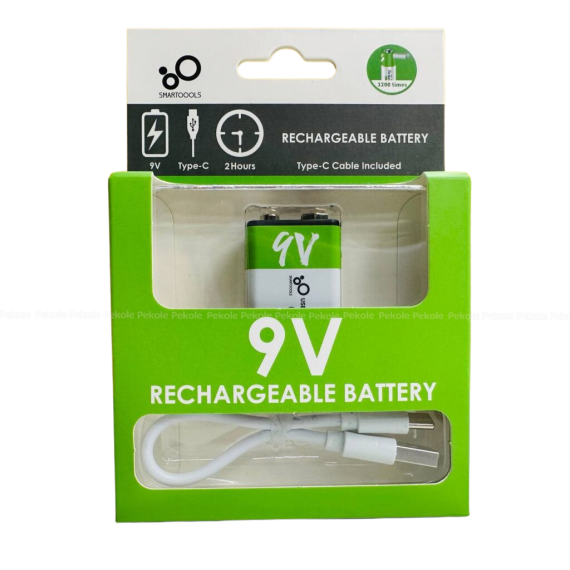 SmarToools 9V Type-C Lithium Rechargeable Battery