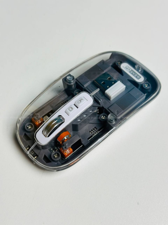 GearUP WM30 Transparent Crystal 2.4G + Bluetooth Magnetic Wireless Mouse- Gray Color