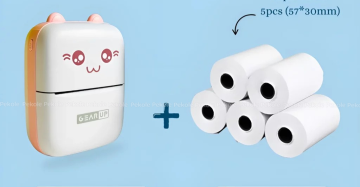 Gearup Thermal Printer & Thermal Paper Rolls Combo – Pink Color