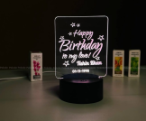 Customizable Happy Birthday Design Acrylic Multicolor Night Lamp – WHITE