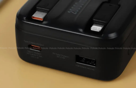 Baseus Comet Series 22.5W 20000mAh Dual Cable Digital Display Power Bank – Black Color - Image 3