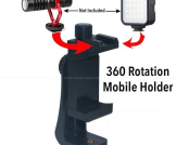 360 Degree Mobile Holder With Cold Shoe Mount For Extra Microphone Or Led Light