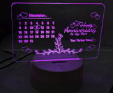 Customizable Acrylic Multicolor Night Lamp – Anniversary – White