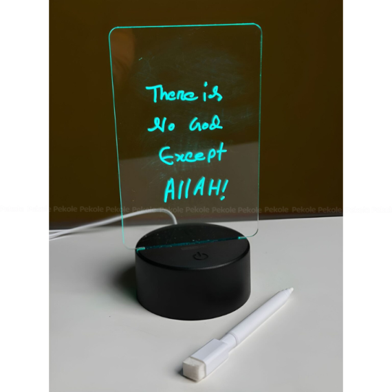 GearUP Acrylic Multicolor Night Lamp with Writable Board and Eraser Pen – White