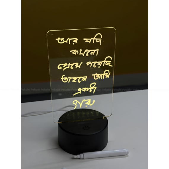 GearUP Acrylic Multicolor Night Lamp with Writable Board and Eraser Pen – White - Image 2