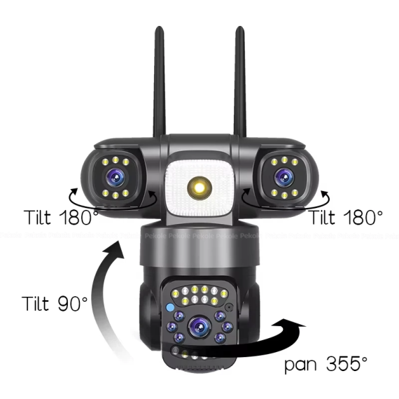 V380 PRO 3 Lens CCTV Outdoor Waterproof Night Vision PTZ Camera (4G+LAN) - Image 2