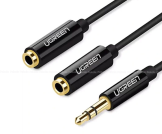 UGREEN AV134 3.5mm Male to 2 Female Audio Cable 20cm – Black