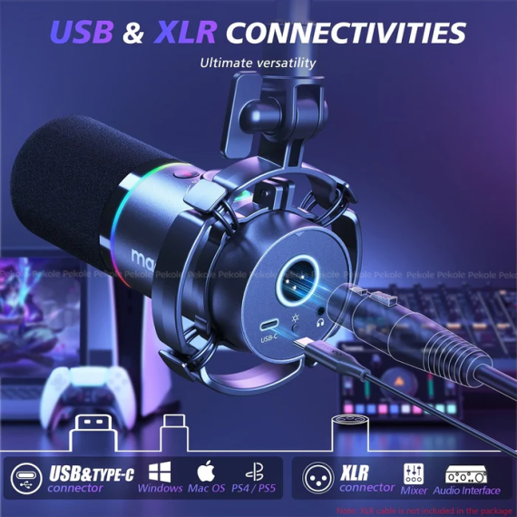MAONO PD200XS USB/XLR Dynamic Microphone Set with Boom Arm - Image 2