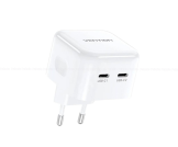 Vention FBPW0-EU 2-Port USB-C 35W GaN Charger – White