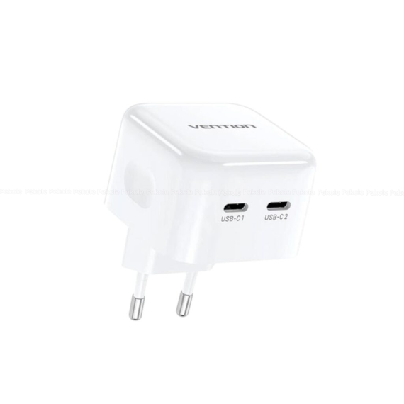 Vention FBPW0-EU 2-Port USB-C 35W GaN Charger – White