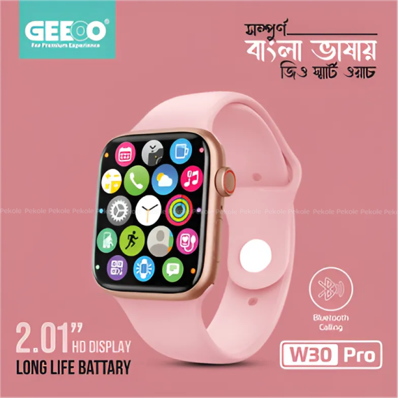 Geeoo W30 Pro Bluetooth Calling Smart watch – Pink - Image 2