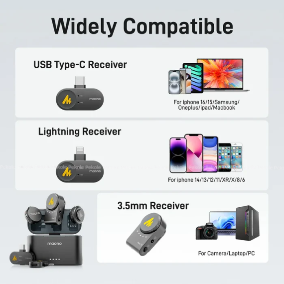 Maono Wave T5 Wireless Lavalier Microphone Combo Edition - Image 3