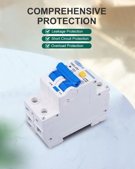 TOMZN RCBO TOB1L-63H 2P 63A 230V AC 50Hz/60Hz Residual Current Circuit breaker with over current and Leakage protection RCBO - Image 3