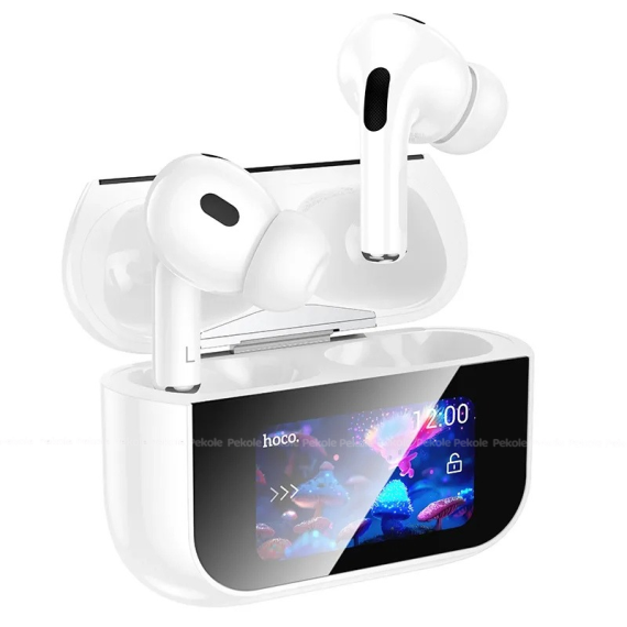 Hoco EW79 Bright ANC Touch Screen Bluetooth Earbuds – White - Image 3
