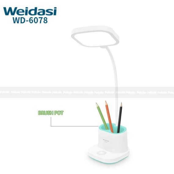 WEIDASI WD-6078 LED Touch Control Lamp with Pen Holder – White - Image 2