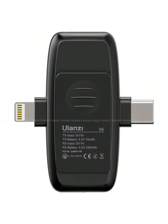 Ulanzi V6 3-in-1 Wireless Lavalier Microphone for iPhone, Android, Tablet & Camera - Image 2