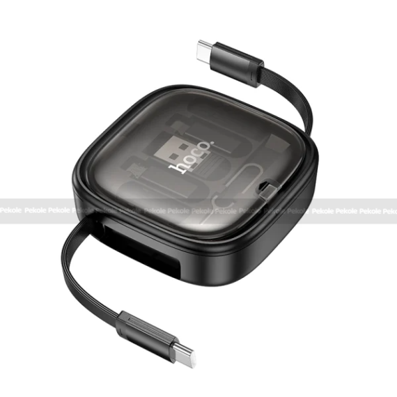 Hoco U140 Retractable 6-in-1 Fast Charging Cable Set – Black