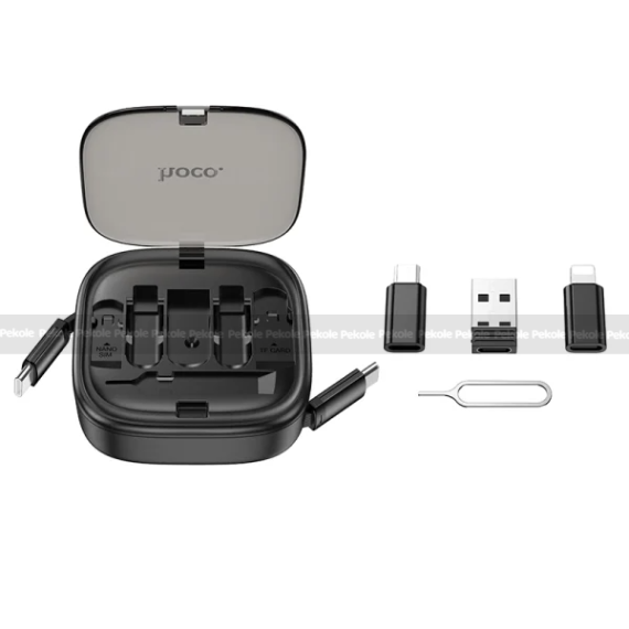 Hoco U140 Retractable 6-in-1 Fast Charging Cable Set – Black - Image 3