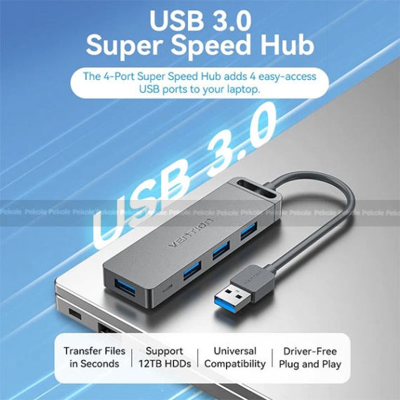 Vention CHLBD 4-Port USB 3.0 Hub with Power Supply - Image 2
