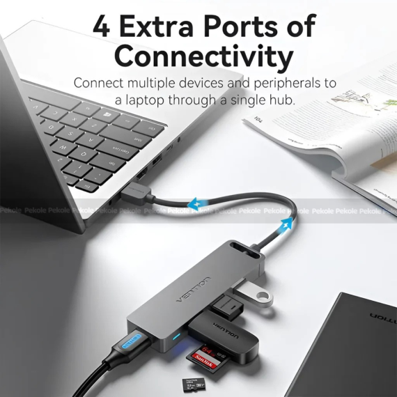 Vention CHLBD 4-Port USB 3.0 Hub with Power Supply - Image 3