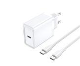 Vention FAHWF-EU 1-port 25W USB-C Wall Charger with USB-C Cable EU-Plug – White