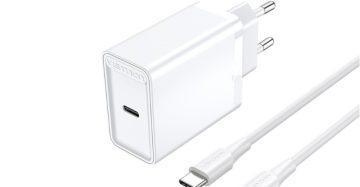 Vention FAHWF-EU 1-port 25W USB-C Wall Charger with USB-C Cable EU-Plug – White