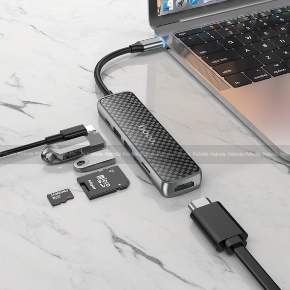 Hoco HB24 6-in-1 Multimedia USB Type-C Hub - Image 2