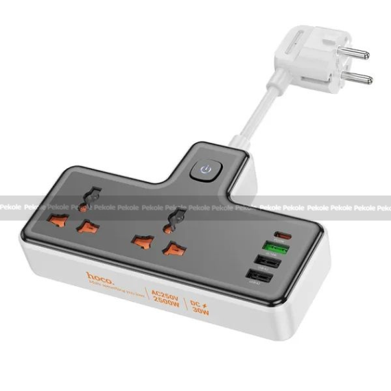 Hoco AC12A 30W 1C3A Power Strip (2500W)-Black Color