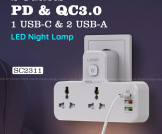 LDNIO SC2311 20W 3-Port USB Charger Extension Power Strip