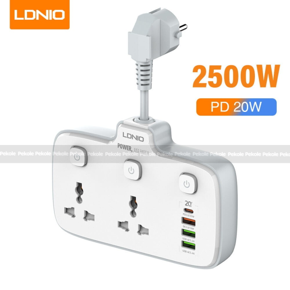 LDNIO SC2413 PD & QC3.0 2 Universal Outlets Power Socket