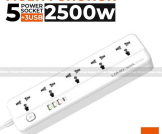 LDNIO SC5415 Power Strips 5 Way Outlet with USB Ports Universal Extension Power Socket