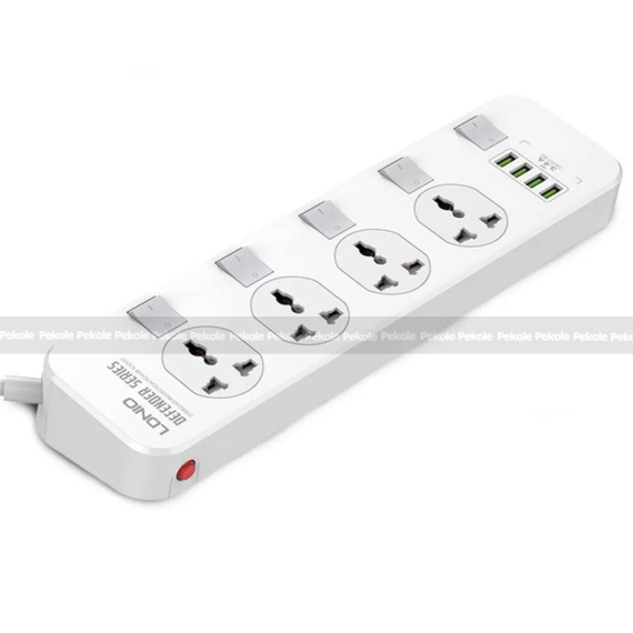 LDNIO SC4408 2500W Defender Series 4 Power Socket 4 USB Power Strip