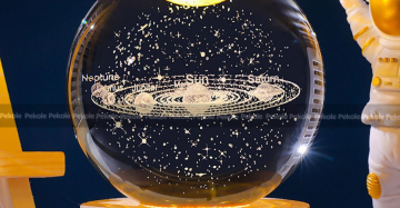 3D Crystal Ball-Solar System With Stars (7 Color Base)